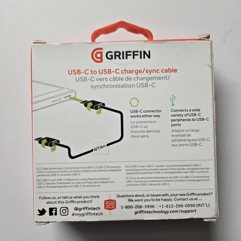 Griffin USB-C to USB-C Charge/Sync Cable 6ft